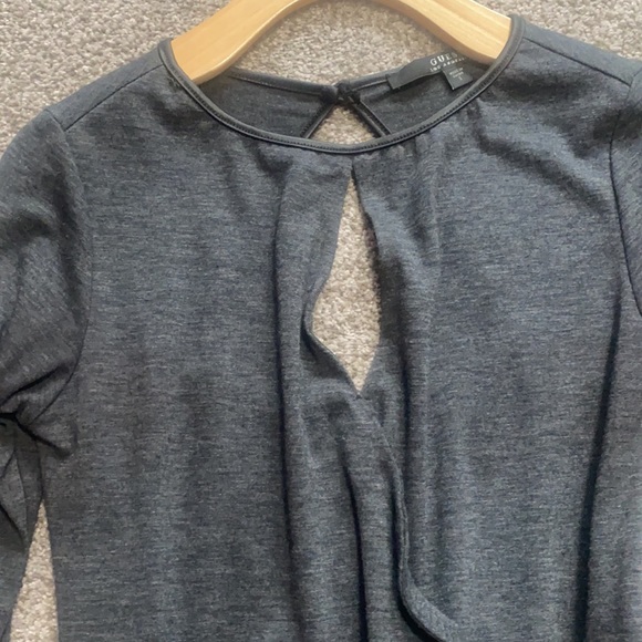 Grey Leather Trim Assymetrical Dress 3/4 - Picture 2 of 3